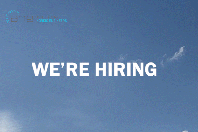 Image of a blue sky with white text saying: We're hiring.