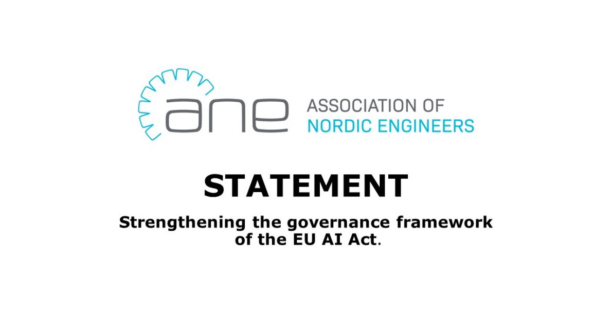 Image shows the ANE logo and the test Statement Strengthening the gorvenance framework of the EU AI Act.